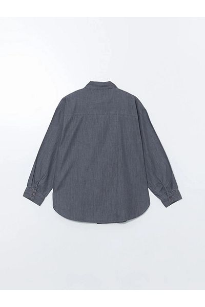 LC Waikiki Lcw Eco Grey Rodeo Oversize Women's Jean Shirt