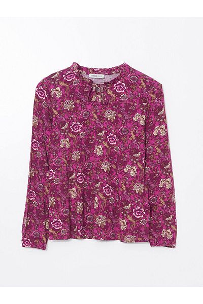 LC Waikiki Γυναικεία μπλούζα New Season Baglama Collared Floral - S5GL08Z8