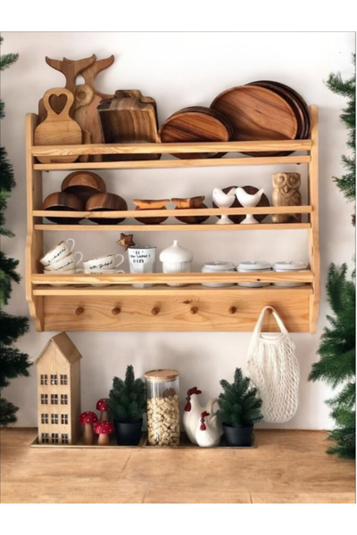 narım Ahşap Terek Duvar Rafı Dekoratif Raf
