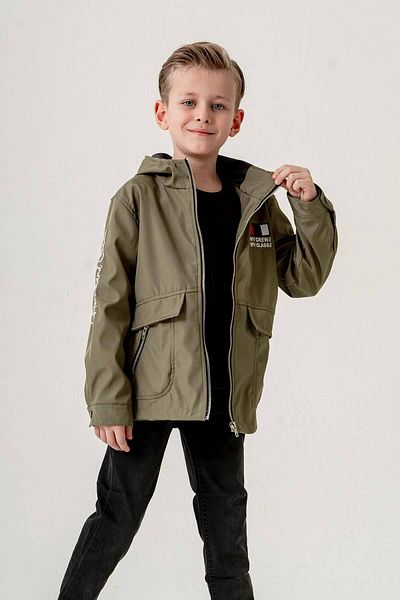 Gold Class Kidswear Hooded Zippered Embroidery Decorated Waterproof Boy Jacket