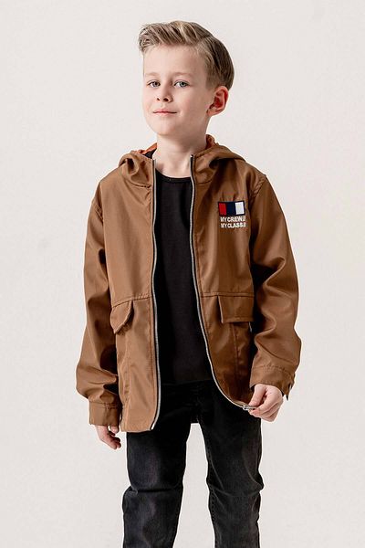 Gold Class Kidswear Hooded Zippered Embroidery Decorated Waterproof Boy Jacket
