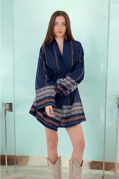 Miss Poem Women's Mini Patterned Loose Summer Laci Kimona&Kaftan
