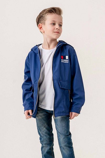 Gold Class Kidswear Hooded Zippered Embroidery Decorated Waterproof Boy Jacket