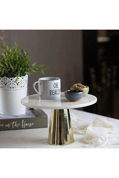 Akayev Marble 25 cm Gold Conical Foot White Presentation Holder