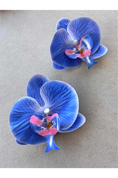 Pelin Aksesuar Mavi Ekstra Büyük Orkide Küpe