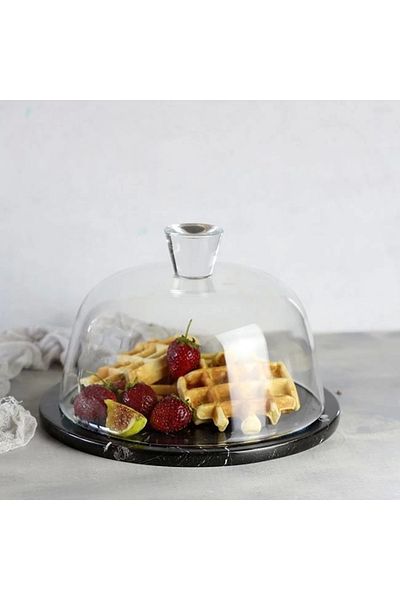 Akayev Marble 25 Cm Black Glass Fan
