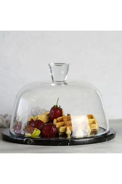 Akayev Marble 25 Cm Black Glass Fan