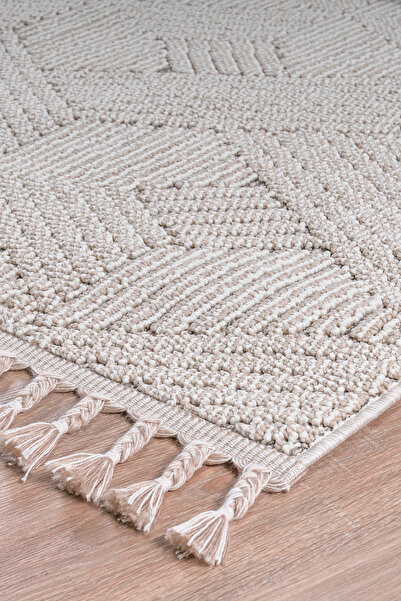 Curly Modern Scandinavian Beige Cream Machine Carpet Runner Entry Kitchen Living Room Corridor Mist