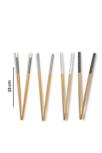 Meturas Natural Bamboo Chopstick - 23cm Japanese Korean Style Reusable Chopstick Set
