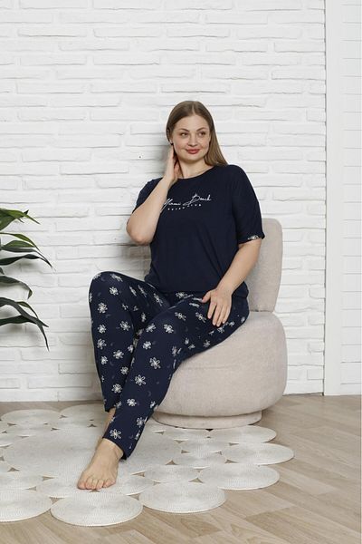 alec lingerie Milan Bamboo Fabric Large Size Women's Short Sleeve Pajamas Set
