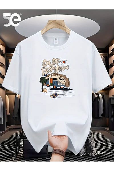 süper tekstil Plus Size Graphic Printed Oversize Combed Cotton T-Shirt Tee All Seasons