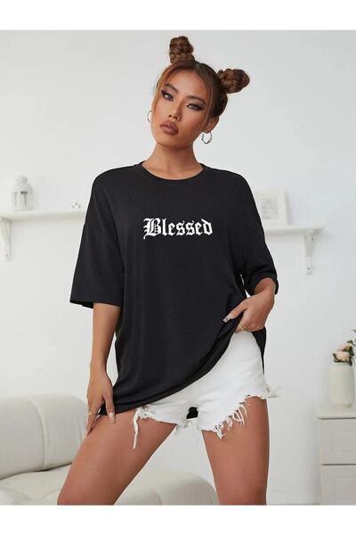 Nebulaa Tekstil Γυναικείο μπλουζάκι Blessed Print Oversize