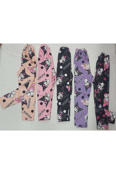 DerinHome Leggings pentru copii cu imprimeu Kuromi Ad. 9-10 ani