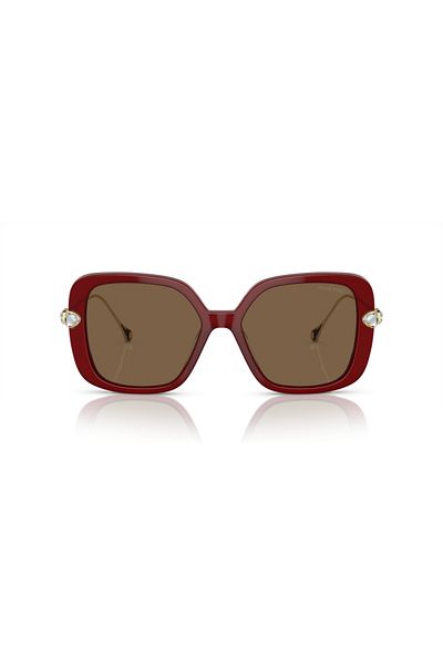Swarovski Women's Plastic Square Sunglasses Burgundy
