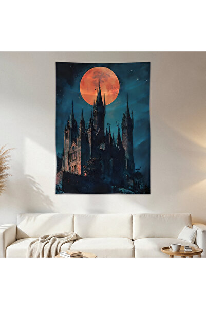 Geek Cultcha Castle and Moon Wall Drape Wall Tapestry First Quality Satin Fab...
