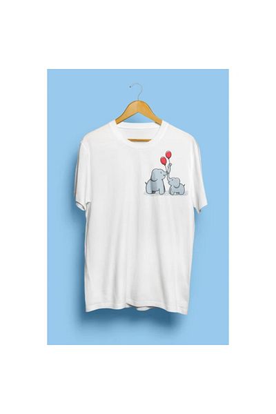 Frisson Elephant Animal Pocket Themed Design Printed Unisex T-Shirt