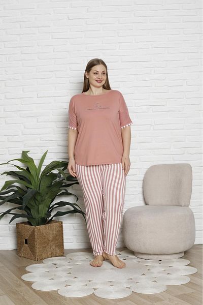 alec lingerie Milan Bamboo Fabric Large Size Women's Short Sleeve Pajamas Set