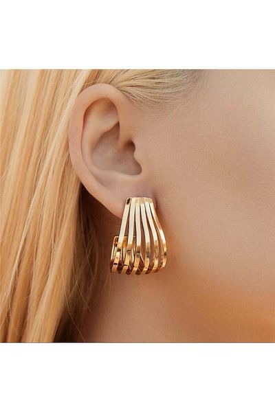 Pelin Aksesuar Gold Multiple Large Hoop Earrings