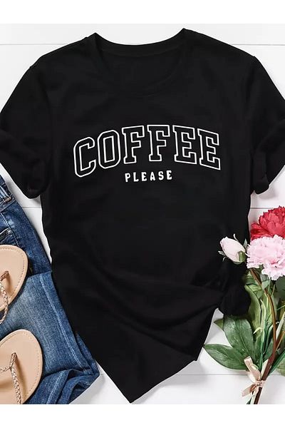 Frisson Unisex Coffee Printed Crew Neck Oversize T-Shirt