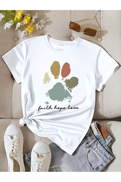 Frisson Μπλουζάκι Unisex Faith Hope Love με στάμπα με λαιμόκοψη