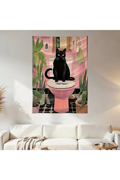 Geek Cultcha Black Cat Wall Cloth Wall Tapestry First Quality Satin Fabric Po...