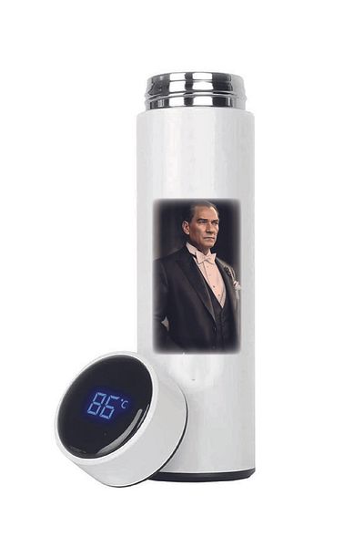 DKDZ SHOP Ataturk Printed Steel Thermos with Indicator 450ml.-006