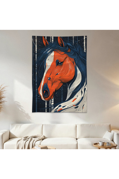 Geek Cultcha Horse Drawing Wall Cloth Wall Tapestry First Quality Satin Fabri...