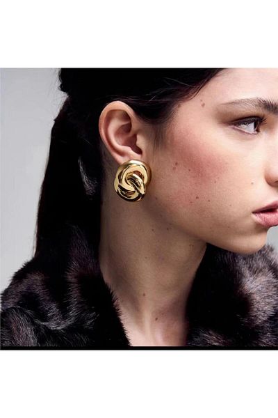 Pelin Aksesuar Gold Vintage Nested Past Circle Earrings