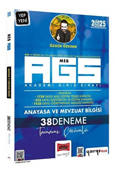 Yargı Yayınları Yargı 2025 MEB-AGS Anayasa ve Mevzuat Bilgisi 38 Deneme Çözüm...