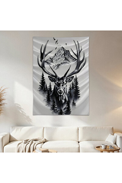 Geek Cultcha Deer and Mountain Wall Drape Wall Tapestry First Quality Satin F...