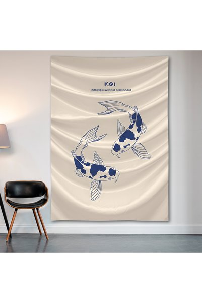 Geek Cultcha Fish Design Wall Cloth Wall Tapestry First Quality Satin Fabric Poster