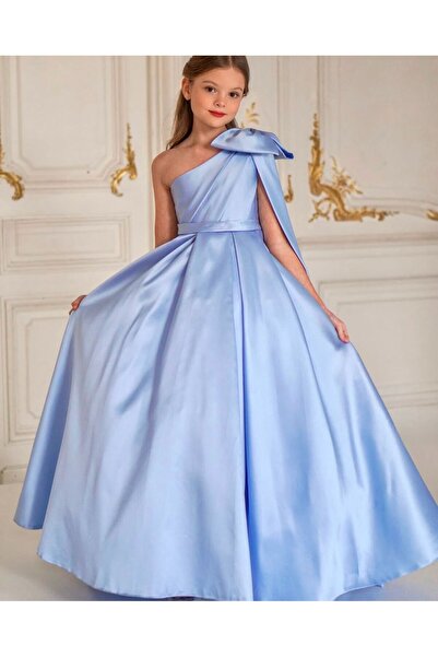 Genel Markalar Kız Çocuk Mavi Renk Tasarım Prenses Elbise