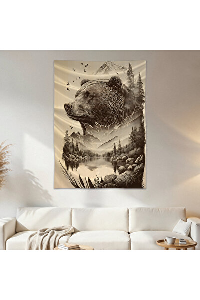 Geek Cultcha Brown Bear Wall Cloth Wall Tapestry First Quality Satin Fabric P...