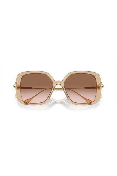 Swarovski Women's Irregular Plastic Sunglasses Beige Transparent
