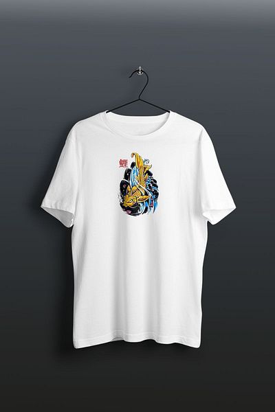 Frisson Yakuza Fish Printed White Tshirt