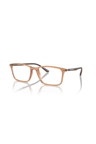 Emporio Armani Man Rectangle Eyeglasses- Ea 3237 - Lense Size:53mm - Shiny Transparent Brown