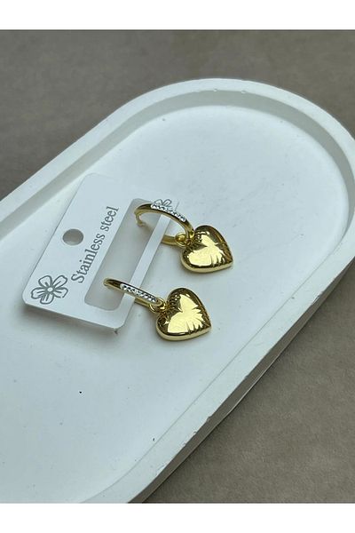 DAISYDAY Steel Gold Color Heart Earrings