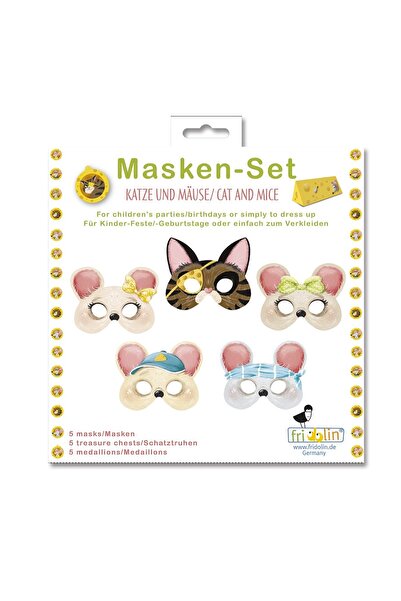 Fridolin Cat and Mouse party mask set, Fridolin, trending version for children