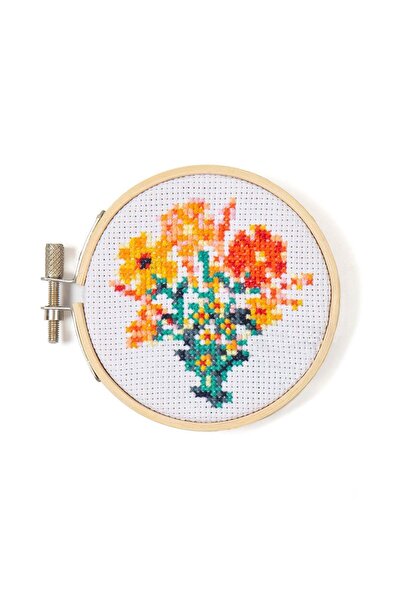 Kikkerland Mini Set de Broderie in Cruciulita - Flori