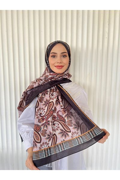 Pull Scarfs Ethnic Vual Mousse Pattern Shawl – Caramel