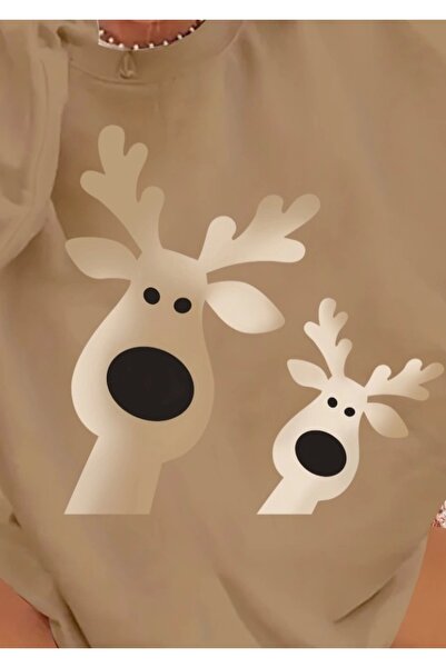 MODA Γυναικεία μακρυμάνικη μπλούζα με λαιμόκοψη ελάφι με στάμπα βισκόζης με δύο κλωστές