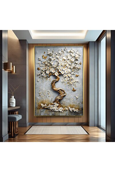 EMYA HOME Μεταλλικός Πλαίσιο Χρυσός Τραπέζιος Ζωγραφικής Σε Γυαλί Ανοιχτόχρωμο