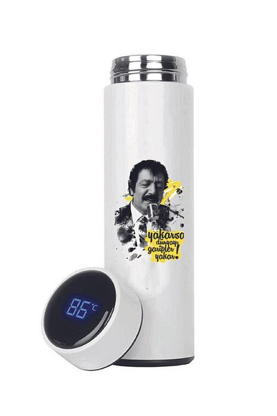 DKDZ SHOP Müslüm Baba Printed Steel Thermos with Indicator 450ml.-010