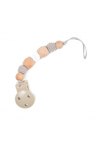OEM Baby Pacifier Chain Wooden Beads Gray