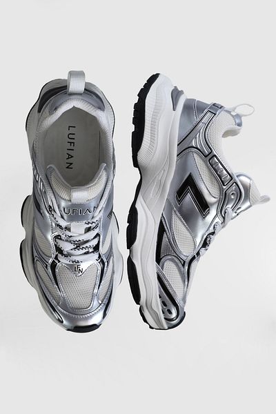 Lufian Ανδρικά δερμάτινα παπούτσια με κορδόνια Comfort Sole Λευκό Γκρι