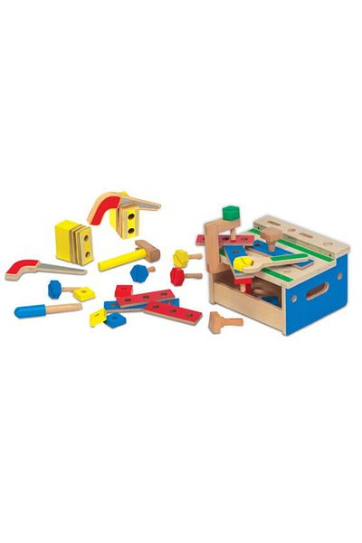 Melissa & Doug Πάγκος εργασίας παιχνιδιών με πριόνι και σφυρί
