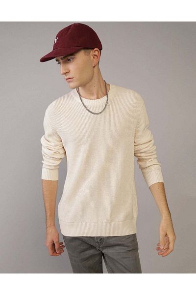 AMERICAN EAGLE Ae Waffle Crew Neck Sweater