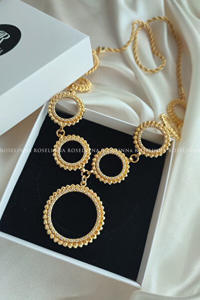 ROSELİNNA 8 Çeyrek 1 Tam Altınlı Çelik Burgu Zincirli Kolye, Çeyrekli Kolye  | Dorika Model