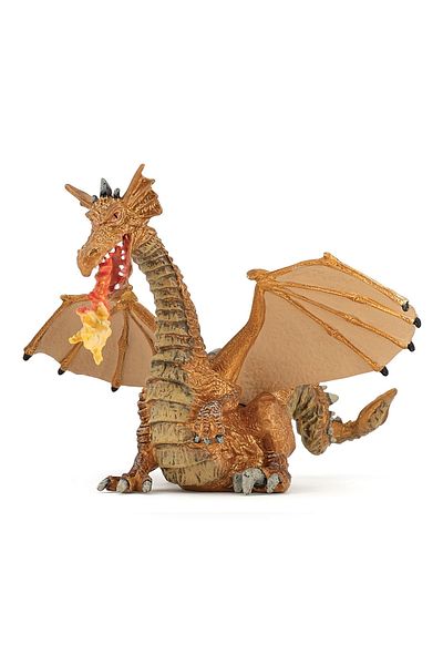 Papo Figurina Dragon Auriu Inaripat Cu Flacara