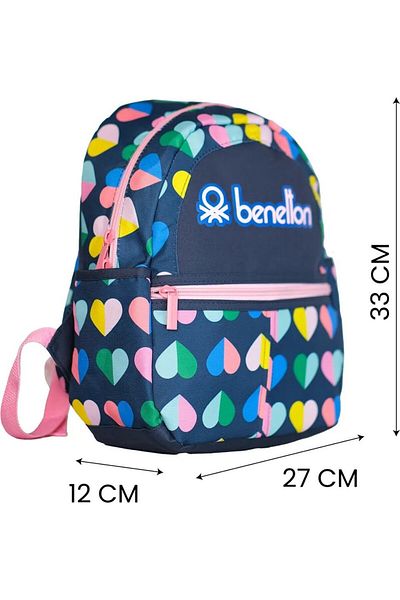 United Colors of Benetton . Geantă pentru grădiniță pentru fete cu model mini inimă
